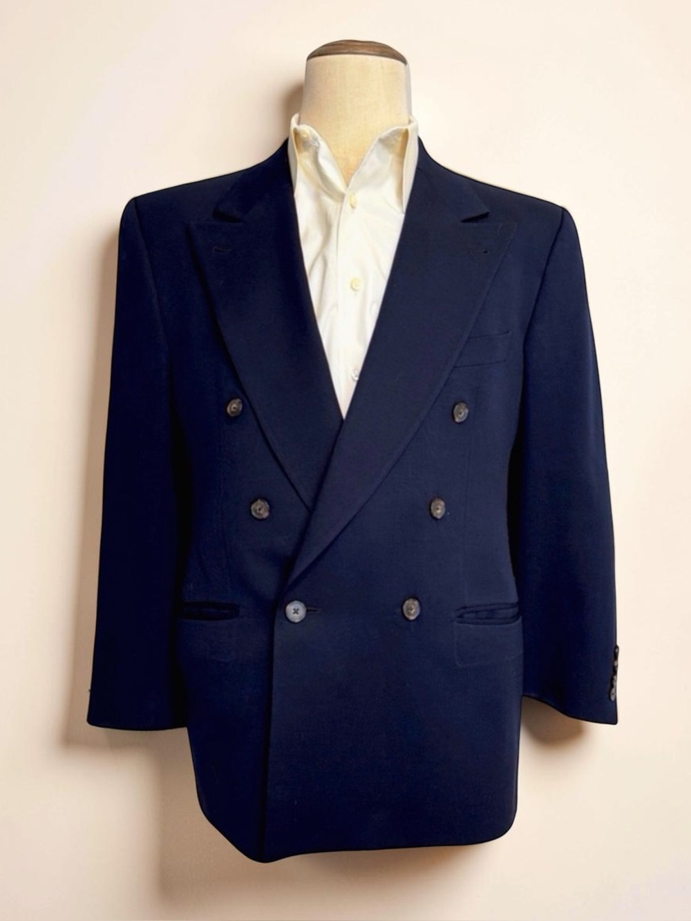 Joseph Abboud for Nordstrom Navy Double-Breasted 100% Wool Blazer 40R